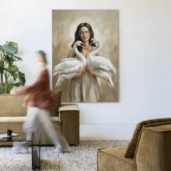 Discount Urban Cotton Wandkleed Swan Children in maat en frame naar keuze