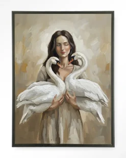 Discount Urban Cotton Wandkleed Swan Children in maat en frame naar keuze