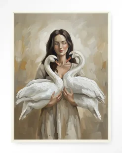 Discount Urban Cotton Wandkleed Swan Children in maat en frame naar keuze