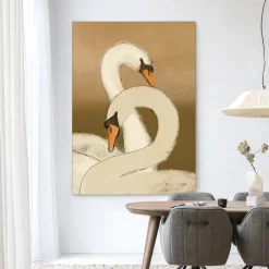 Outlet Urban Cotton Wandkleed Swan Lake Green in maat en frame naar keuze