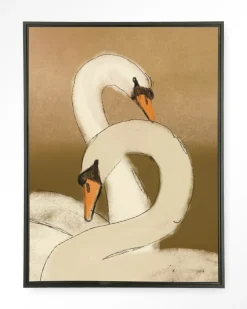 Outlet Urban Cotton Wandkleed Swan Lake Green in maat en frame naar keuze