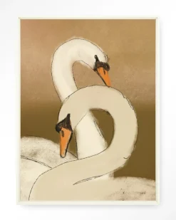 Outlet Urban Cotton Wandkleed Swan Lake Green in maat en frame naar keuze