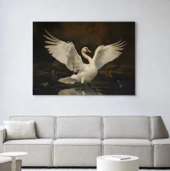 Online Urban Cotton Wandkleed Swan Lake in maat en frame naar keuze