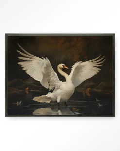 Online Urban Cotton Wandkleed Swan Lake in maat en frame naar keuze