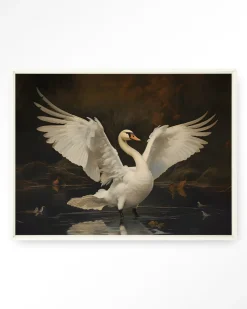 Online Urban Cotton Wandkleed Swan Lake in maat en frame naar keuze