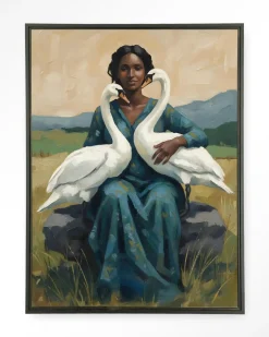 Online Urban Cotton Wandkleed Swan Mother in maat en frame naar keuze