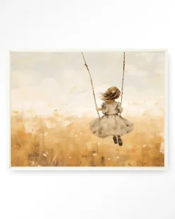 Outlet Urban Cotton Wandkleed Swinging Girl in maat en frame naar keuze