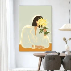 New Urban Cotton Wandkleed The Chrysante Mum in maat en frame naar keuze