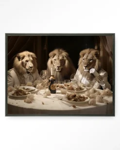 Clearance Urban Cotton Wandkleed The Gentlelions Club in maat en frame naar keuze