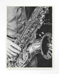 Sale Urban Cotton Wandkleed The Man With The Sax in maat en frame naar keuze