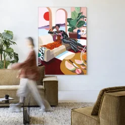 Clearance Urban Cotton Wandkleed Tiger Queen in maat en frame naar keuze