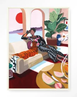 Clearance Urban Cotton Wandkleed Tiger Queen in maat en frame naar keuze