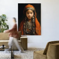 Urban Cotton Wandkleed Traditional Girl in maat en frame naar keuze
