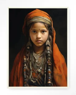 Urban Cotton Wandkleed Traditional Girl in maat en frame naar keuze