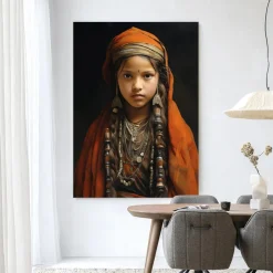 Urban Cotton Wandkleed Traditional Girl in maat en frame naar keuze