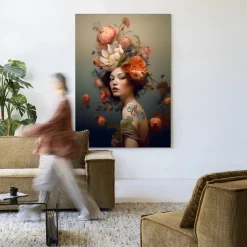 Urban Cotton Wandkleed Vintage Flower Girl in maat en frame naar keuze