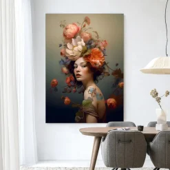 Urban Cotton Wandkleed Vintage Flower Girl in maat en frame naar keuze