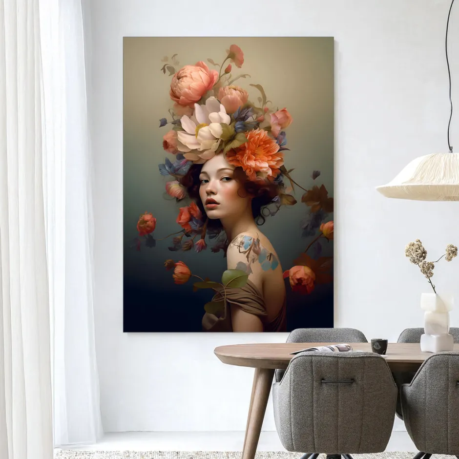 Urban Cotton Wandkleed Vintage Flower Girl in maat en frame naar keuze