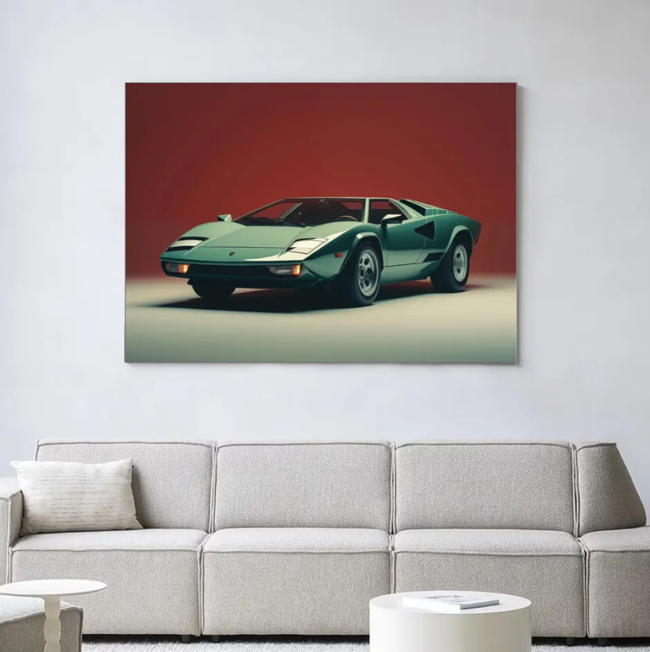 Clearance Urban Cotton Wandkleed Vintage Lamborghini in maat en frame naar keuze