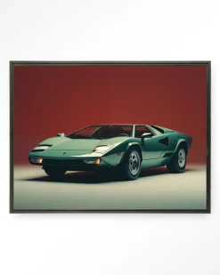 Clearance Urban Cotton Wandkleed Vintage Lamborghini in maat en frame naar keuze