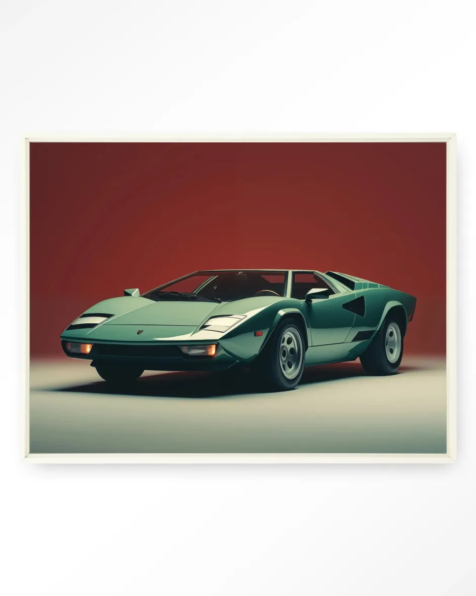 Clearance Urban Cotton Wandkleed Vintage Lamborghini in maat en frame naar keuze
