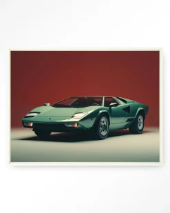 Clearance Urban Cotton Wandkleed Vintage Lamborghini in maat en frame naar keuze