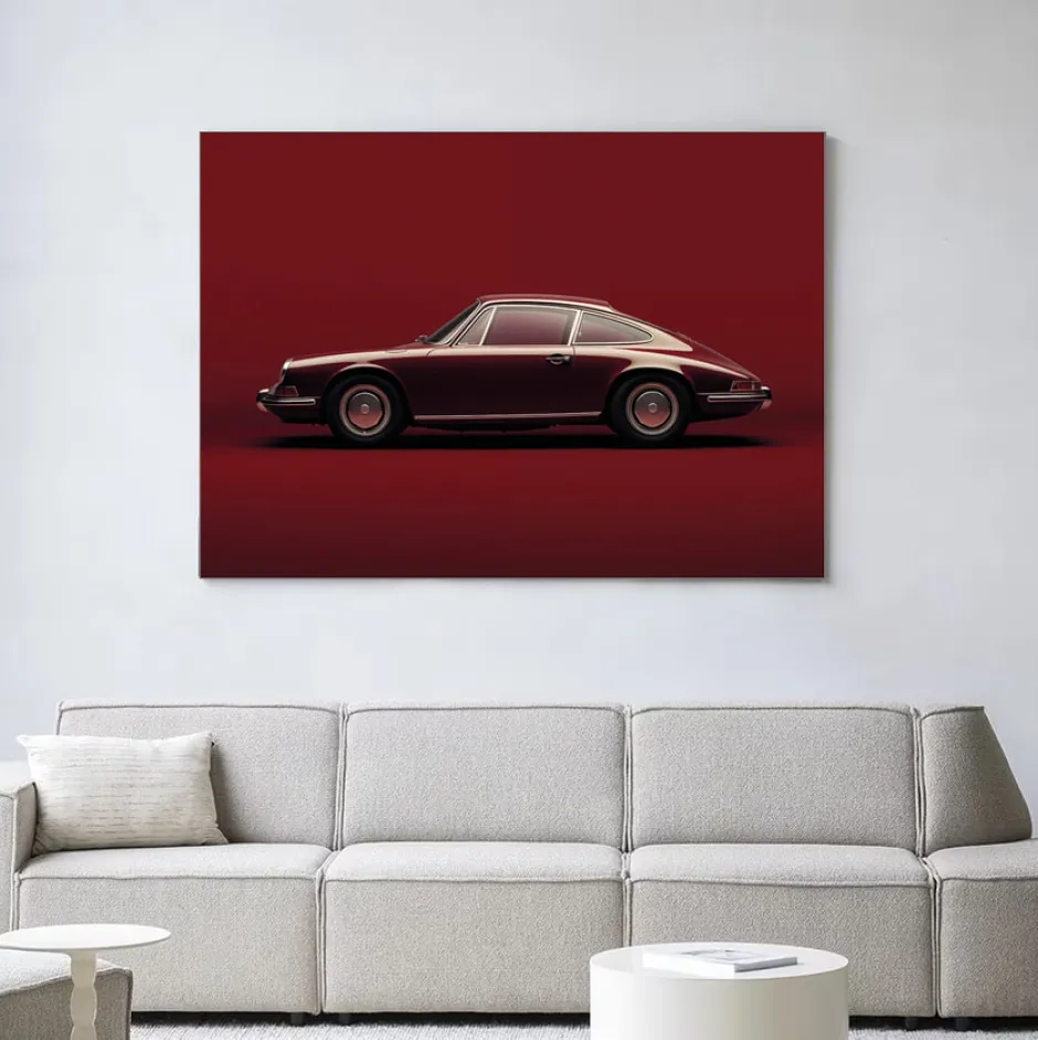 Urban Cotton Wandkleed Vintage Porsche Red in maat en frame naar keuze