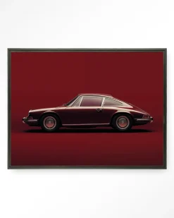 Urban Cotton Wandkleed Vintage Porsche Red in maat en frame naar keuze