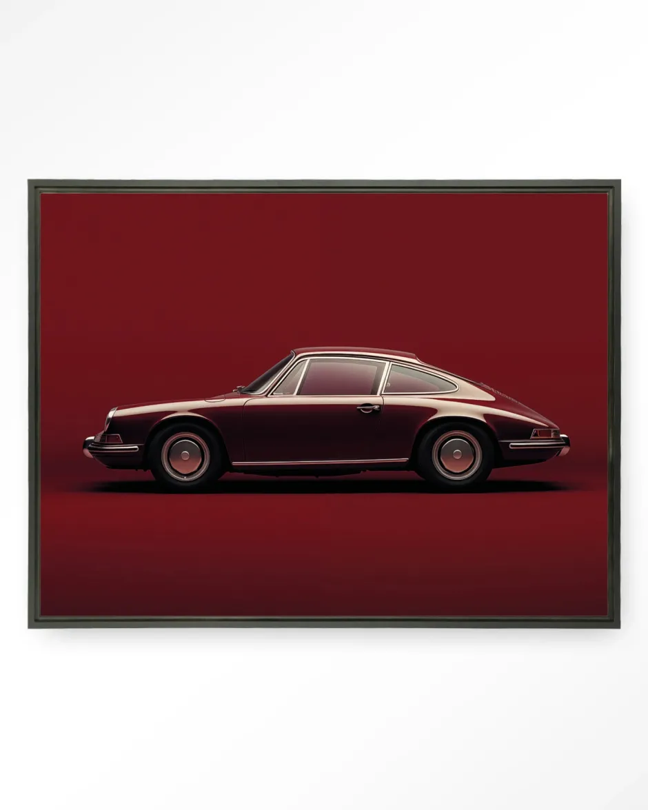 Urban Cotton Wandkleed Vintage Porsche Red in maat en frame naar keuze