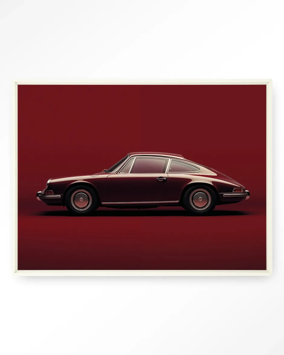Urban Cotton Wandkleed Vintage Porsche Red in maat en frame naar keuze