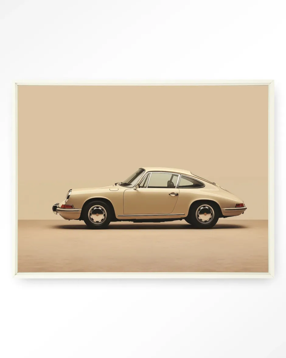 Clearance Urban Cotton Wandkleed Vintage Porsche Beige in maat en frame naar keuze