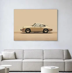 Clearance Urban Cotton Wandkleed Vintage Porsche Beige in maat en frame naar keuze