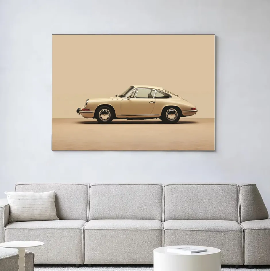 Clearance Urban Cotton Wandkleed Vintage Porsche Beige in maat en frame naar keuze