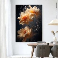 Clearance Urban Cotton Wandkleed Waterflower Dark in maat en frame naar keuze