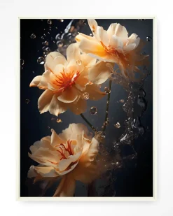 Clearance Urban Cotton Wandkleed Waterflower Dark in maat en frame naar keuze