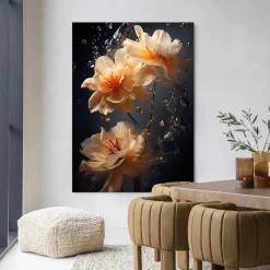 Clearance Urban Cotton Wandkleed Waterflower Dark in maat en frame naar keuze