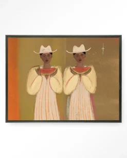 Sale Urban Cotton Wandkleed Watermelon Girl in maat en frame naar keuze