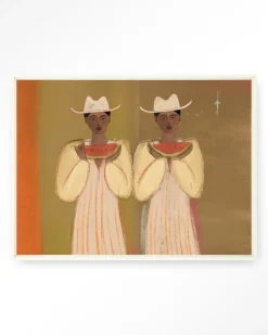 Sale Urban Cotton Wandkleed Watermelon Girl in maat en frame naar keuze