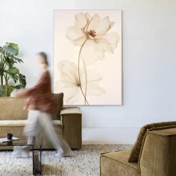 Outlet Urban Cotton Wandkleed White Flowers in maat en frame naar keuze