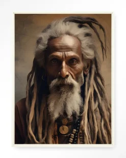 Clearance Urban Cotton Wandkleed Wise Man in maat en frame naar keuze