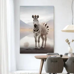 New Urban Cotton Wandkleed Zebra Mist in maat en frame naar keuze