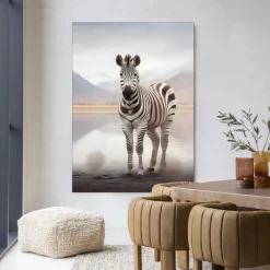 New Urban Cotton Wandkleed Zebra Mist in maat en frame naar keuze