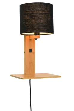 Online GOOD&MOJO Wandlamp Andes Naturel, Bamboe en Eco linnen, Met plank