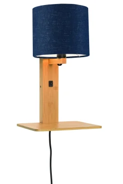 Online GOOD&MOJO Wandlamp Andes Naturel, Bamboe en Eco linnen, Met plank