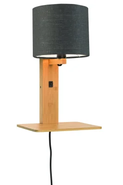 Online GOOD&MOJO Wandlamp Andes Naturel, Bamboe en Eco linnen, Met plank