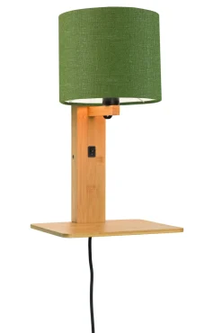 Online GOOD&MOJO Wandlamp Andes Naturel, Bamboe en Eco linnen, Met plank
