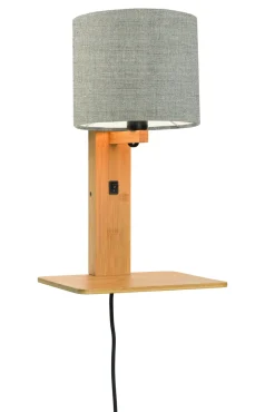 Online GOOD&MOJO Wandlamp Andes Naturel, Bamboe en Eco linnen, Met plank