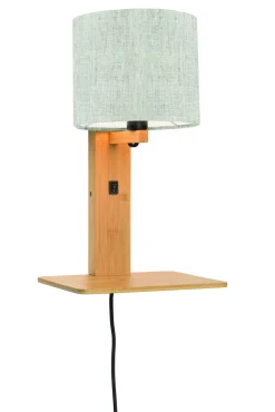 Online GOOD&MOJO Wandlamp Andes Naturel, Bamboe en Eco linnen, Met plank