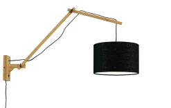 Best GOOD&MOJO Wandlamp Andes Naturel, Ø32cm, Bamboe en Eco linnen