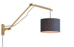 Best GOOD&MOJO Wandlamp Andes Naturel, Ø32cm, Bamboe en Eco linnen